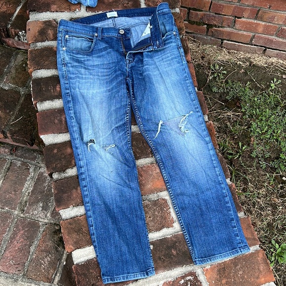 Hudson Blake slim straight zip fly distressed medium wash jeans size 34 - Picture 7 of 7